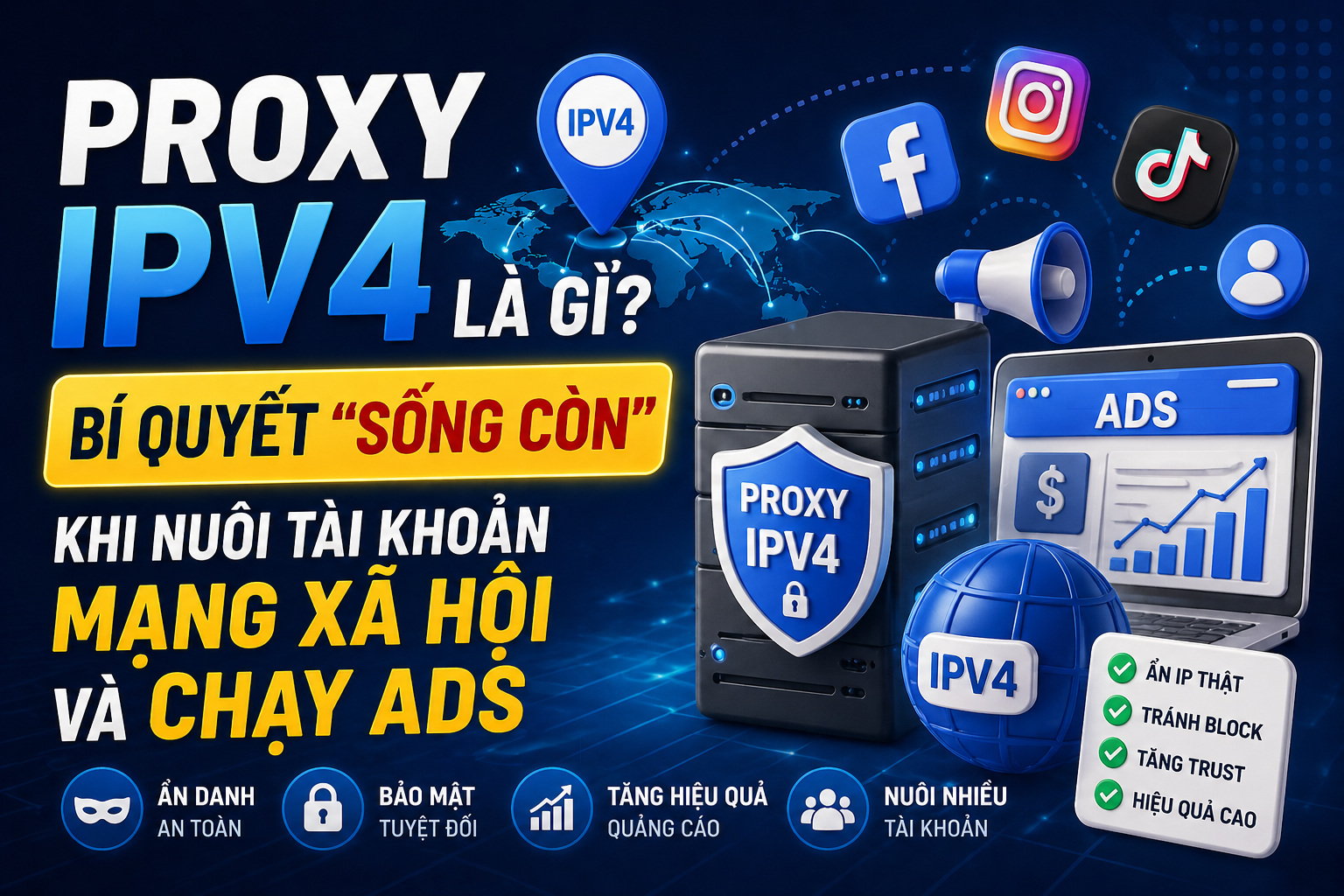 Proxy IPv4 là gì? Bí quyết "sống còn" khi nuôi tài khoản mạng xã hội và chạy Ads